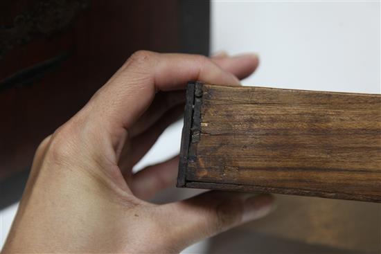 A 17th century walnut and ebony table top cabinet, width 10.25 depth 8.5in. height 7in.